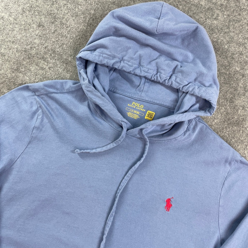 Polo Ralph Lauren Mens Hoodie Sweatshirt L Light Blue Long Sleeve